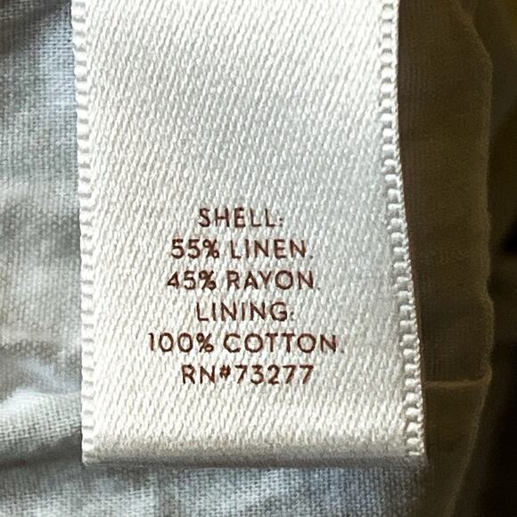 Lauren Conrad Linen Blend Cropped High Rise Pants - Tan White Stripe, Size L - Picture 6 of 8